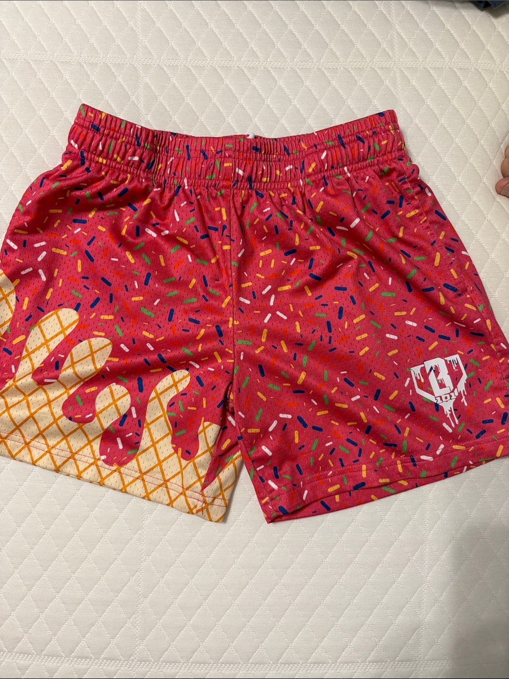 Kids Pink Sprinkle Ice Cream Print Athletic Shorts